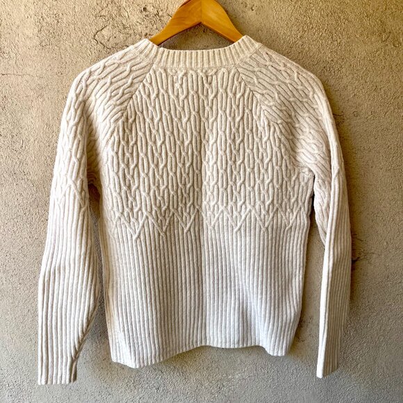Loft Cable Knit Crew Neck Sweater Cream Size S - Picture 5 of 5